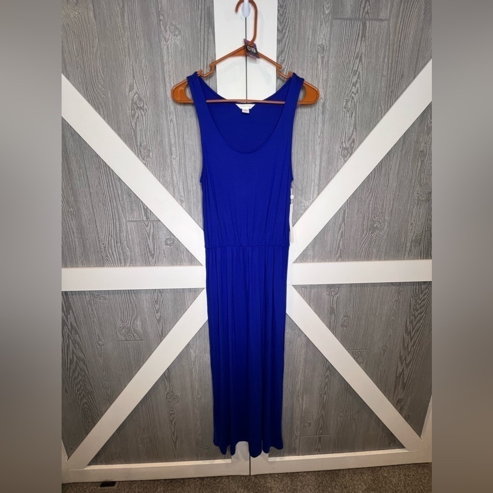 019. NWT CASLON Blue Maxi Dress Side Slit XS